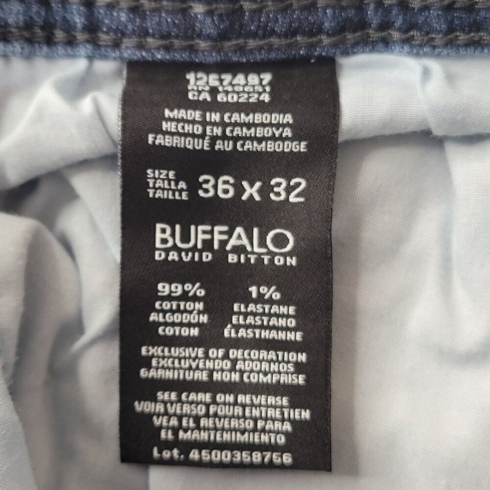 Buffalo David Bitton Jackson-X Straight Stretch Men's Blue Denim Jeans Sz 36X32 - Picture 10 of 12